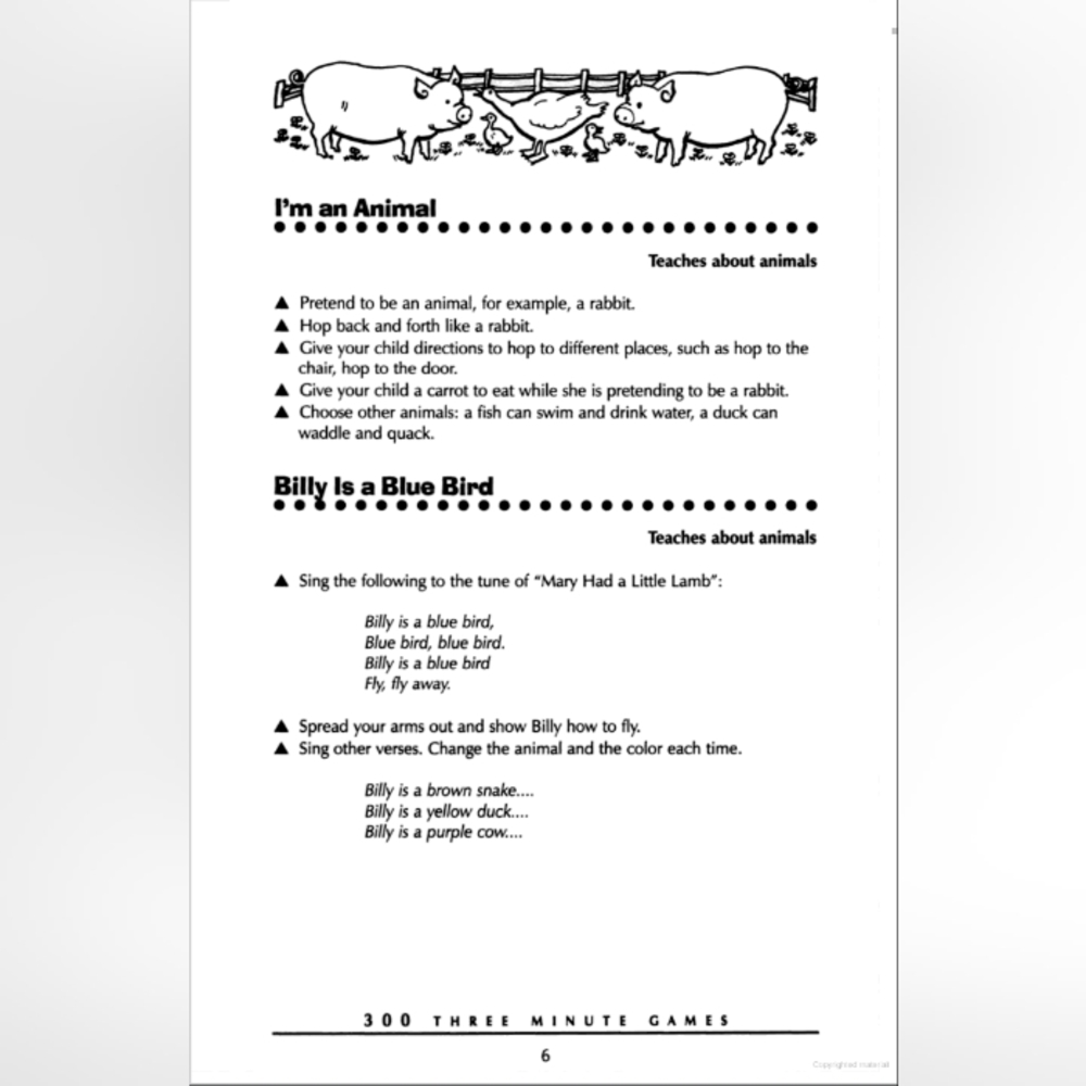 ππ£"300 Three Minute Games" by Jackie Silberg, Illustrated by Cheryl Kirk Knoll - Picture 4 of 11